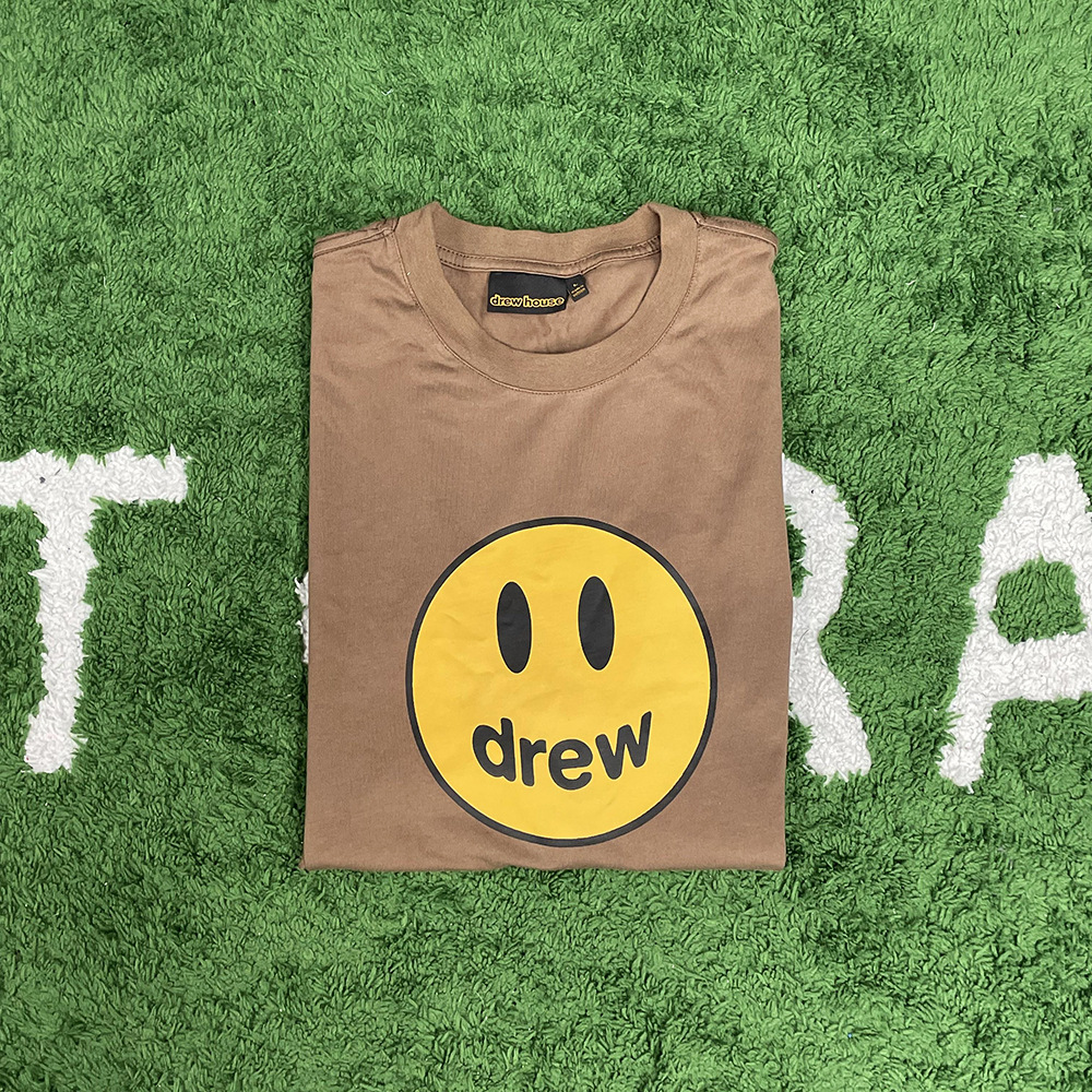 过验22ss新配色drew比伯同款笑脸印花短袖高街风休闲情侣宽松t恤