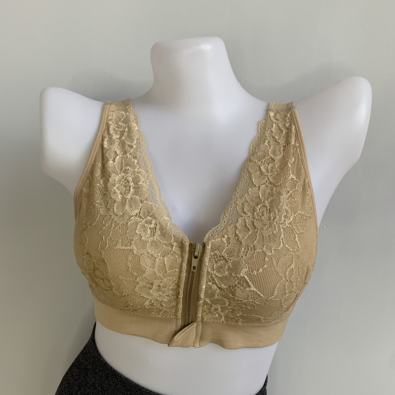 外贸尾单拉链蕾丝花边无铜圈运动文胸无痕弹力美背批发-阿里巴巴
