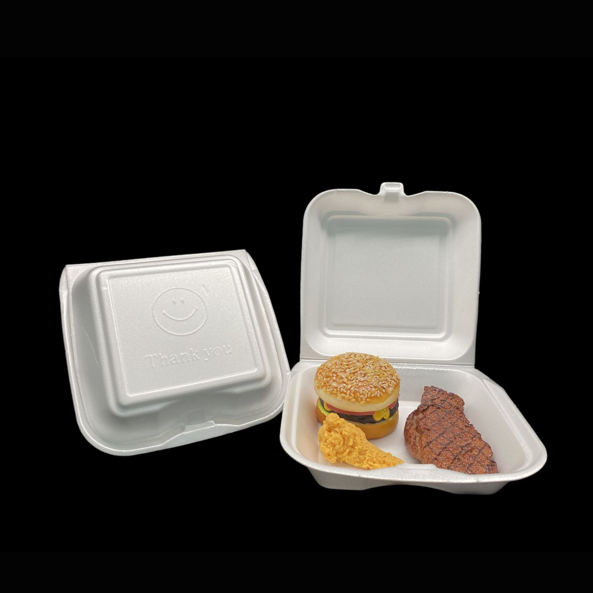 一次性降解餐盒pla美式餐盒一格外卖打包盒炸鸡薯条轻食汉堡盒