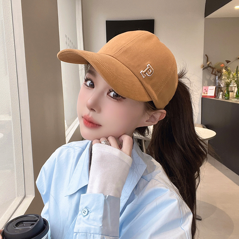 Women's High Ponytail Baseball Cap Spring and Summer Peaked Cap Sun Protection Hat Air Top Sunhat Sun Hat Subnet Red Korean Style