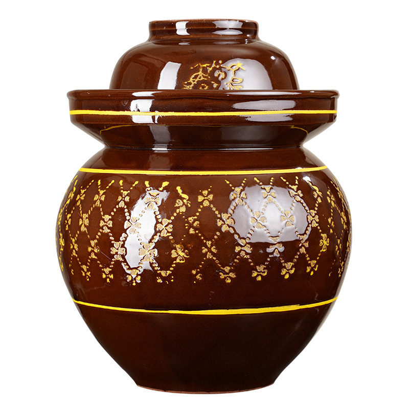 泡菜坛子陶瓷家用带盖土陶加厚老式特大号10斤5斤四川咸菜小号