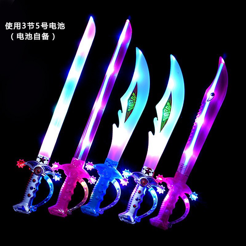 New Luminous Sword Induction Flash Spray Paint Sword Shark Knife Children's Toy Sound Music Color Broadsword Wholesale