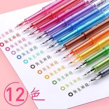 【买一盒送2本子】12色彩色中性笔钻石笔书写笔记学生用品糖果色