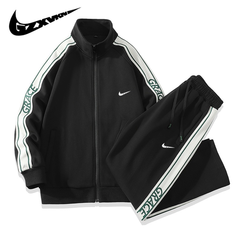 2024男装秋冬运动休闲套装两件套男情侣潮牌卫衣外套跑步运动服女