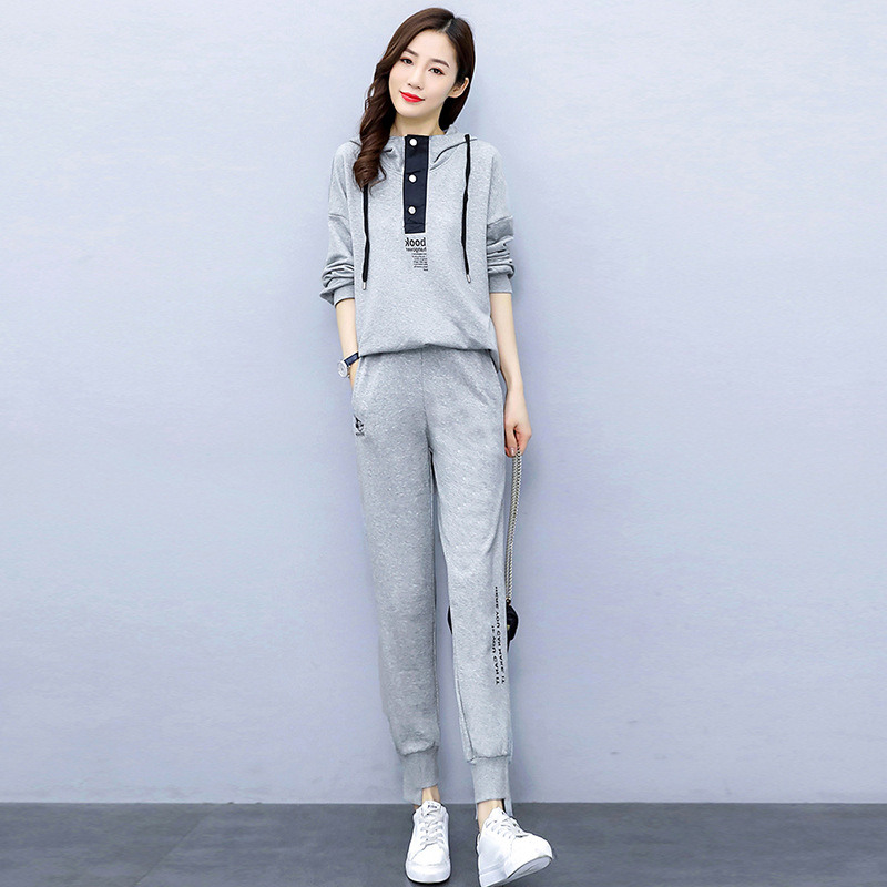 春款女装2021年新款小香风运动套装小个子休闲炸街时尚网红两件套卫衣