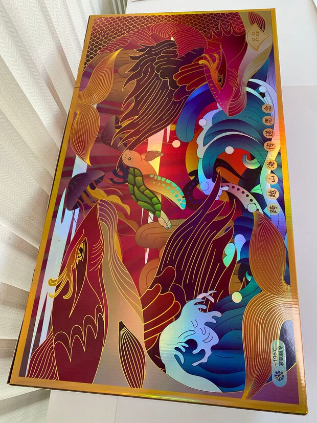 uv印刷彩盒/金银卡彩盒/高档海鲜盒