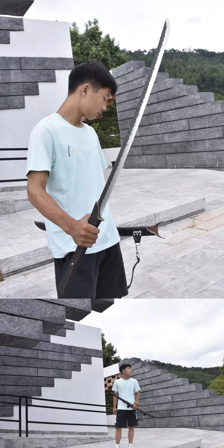 龙泉市武士刀可背式长款不锈钢一体锻打习武晨练影视道具刀未开刃