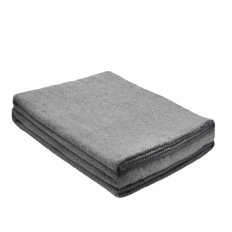 Factory Self-Operated Processing Custom Polyester Chemical Fiber Blanket Black Gray Blanket Custom Polyester Fiber Military Blanket