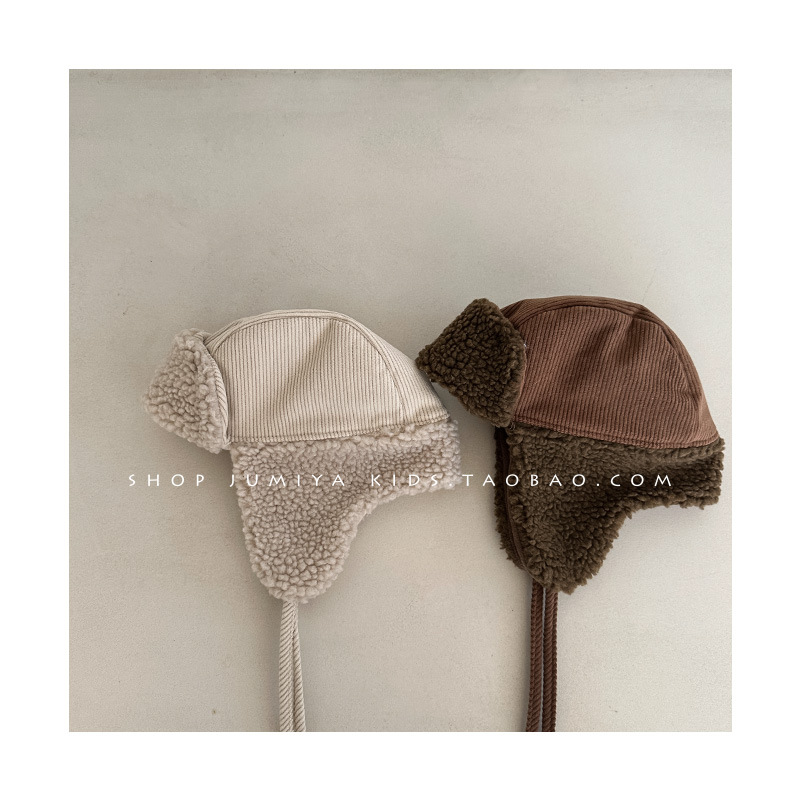 韩国ins儿童帽子秋冬男孩复古雷锋帽男童凹造型保暖加绒飞行帽冬