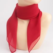 红色丝巾秋季小方巾女色韩版围脖薄款雪纺领巾百搭正方形装饰围巾