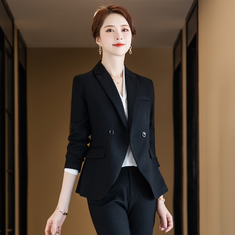 2021秋冬职业套装女公务员正装ol珠宝店教师工作服长袖西装套裙女