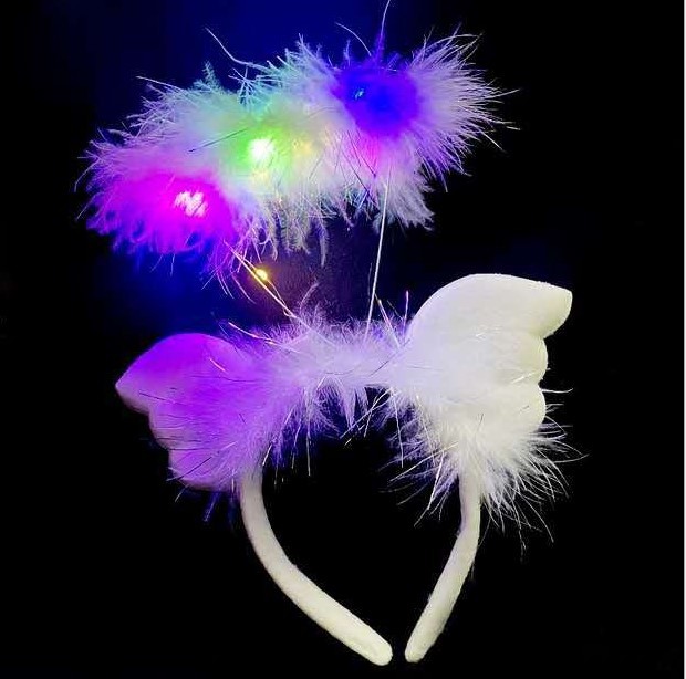 New Glowing Angel Goose Feather Garland Feather Flash Headdress Internet Celebrity Night Market Push Scan Code Small Gift Wholesale