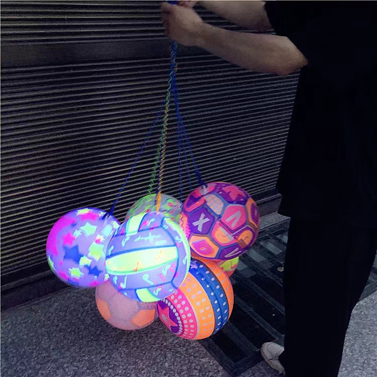 Luminous Chain Fitness Ball Internet Celebrity Football Basketball Flash Racket Ball Children's Educational Inflatable Toys Wholesale