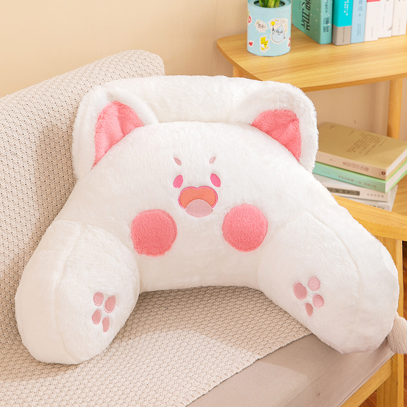 High-Profile Figure Office Cushion Cartoon Lumber Pad Dormitory Soft Bag Bed Backrest Waist Support Pillow Strawberry Bear