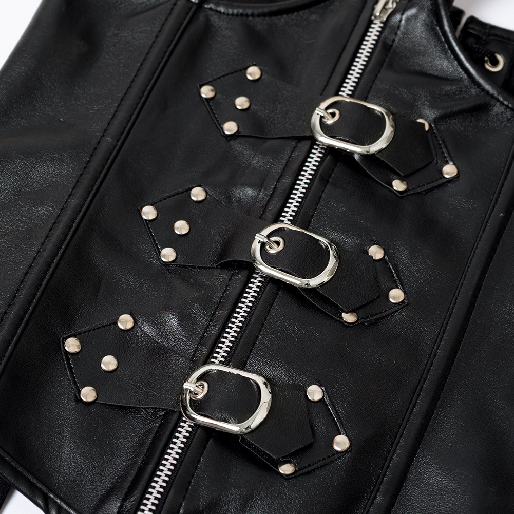 varsbaby 情趣皮衣紧身连体包臀皮革漆皮 制服夜店演出马甲酷诱惑