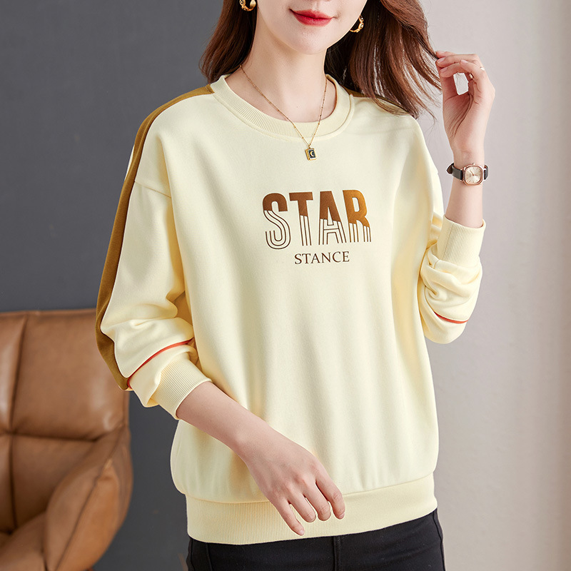 圆领卫衣女春装薄款2024年新款春季撞色爆款女装上衣今年流行外套