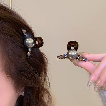半扎后脑勺小抓夹前额公主头水钻珍珠小发卡刘海夹侧边夹发夹发饰