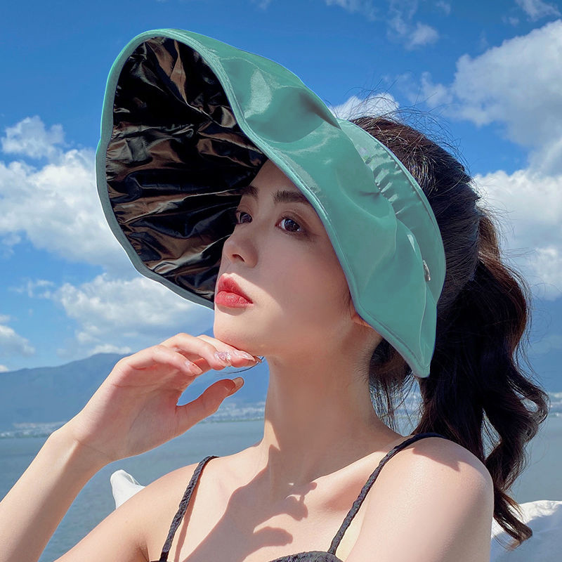 Hat Summer Sun Protection Hat Female Beach Sun Hat Cycling Air Top Hat Female Summer Vinyl Shell-like Bonnet Generation Hair