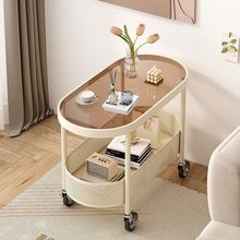 简约现代沙发带轮移动客厅奶油茶几小桌子创意玻璃小推车置物架