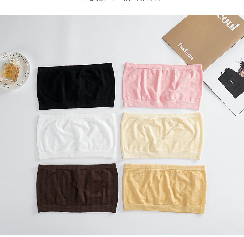 跨境一片式裹胸抹胸布一字围隐形无胸垫无肩带发育期防走光内衣女