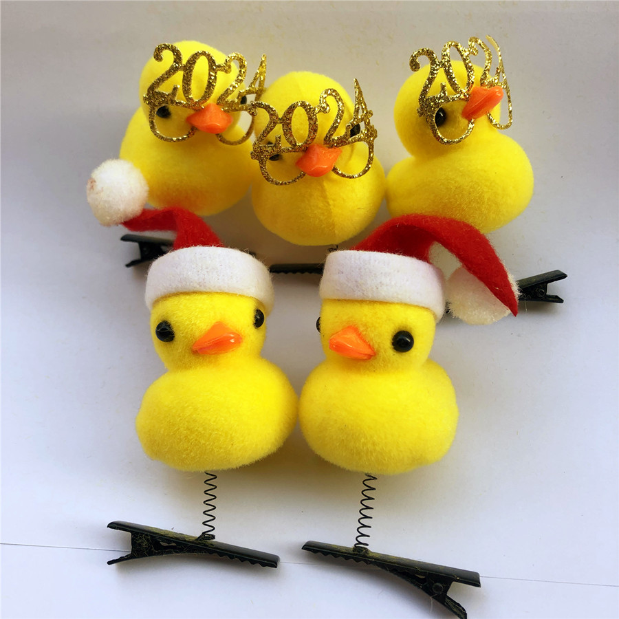 cute christmas small yellow duck barrettes christmas hat little duck barrettes decorative spring big yellow duck hairpin head accessories