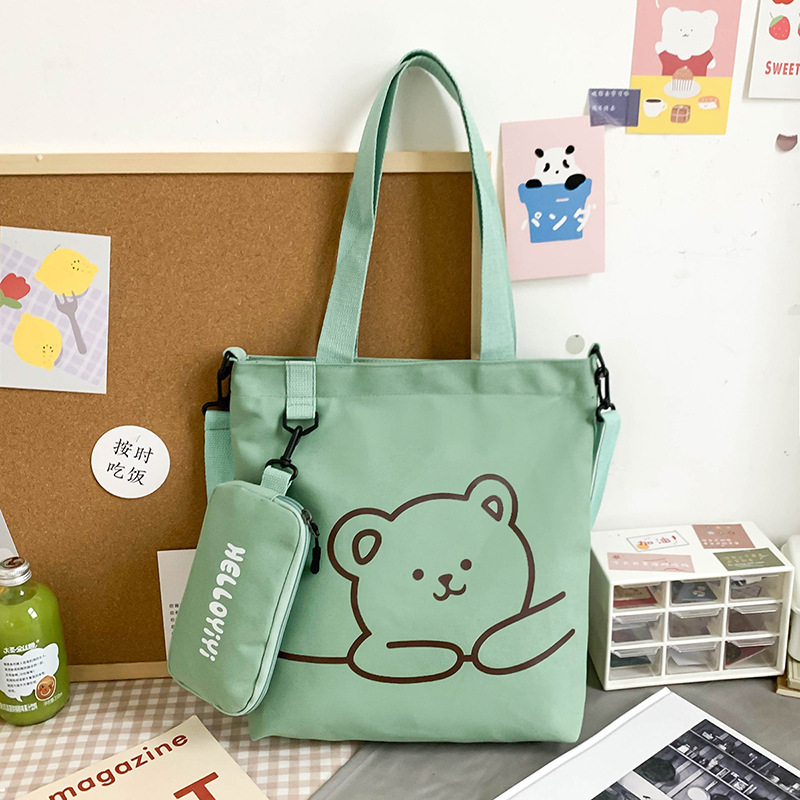 Student Canvas Bag New Children's Portable Tutorial Bag Small Student Bag Make-up Class Single Shoulder Canvas Bag Printing Crossbody Bag