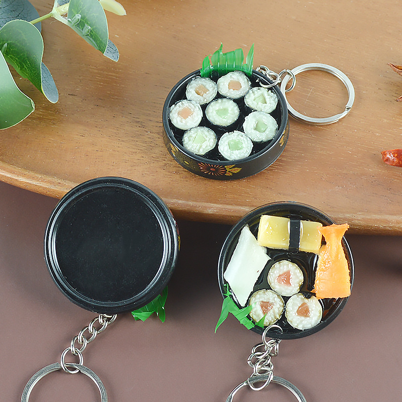 Simulated Sushi Lunch Box Keychain Pendant Simulation Food Model Seaweed Sushi Japanese Bento Model Ornaments