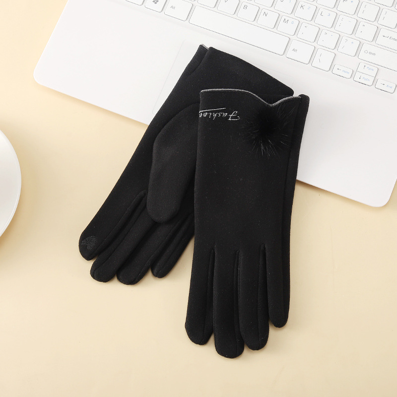 Women's Winter Dralon Cold-Proof Gloves Outdoor Cycling Warm Riding Touch Screen Gloves Simple All-Match Windproof Gloves