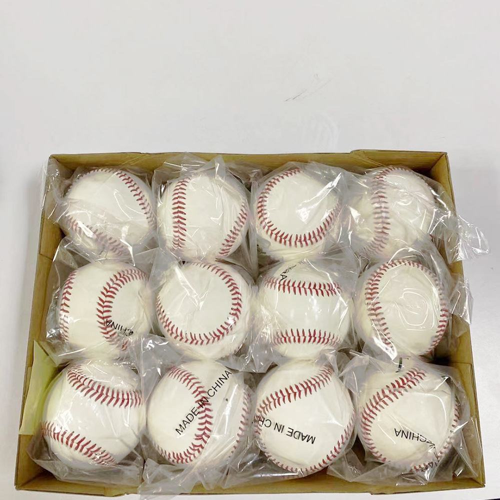 训练用棒球9寸真皮制作 纯白色垒球硬木芯含15%羊毛 外贸棒球批发