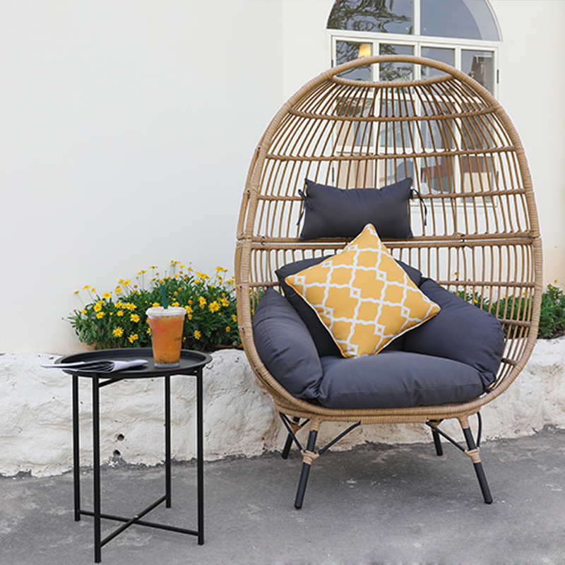 户外防水防晒落地吊篮椅庭院家用阳台落地沙发单人藤编鸟巢吊椅