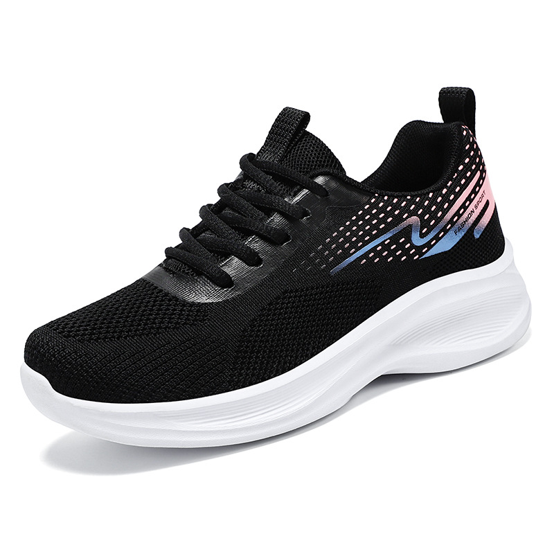 Women's Shoes 2024 Spring and Autumn New Flyknit Casual Shoes Factory Direct Sales Soft Bottom Breathable Foreign Trade Breathable Sneaker Women