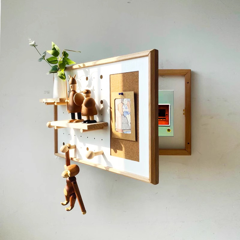 盒电表箱挡板风电表洞洞遮挡电闸板遮挡遮丑木质置物架装饰原木墙