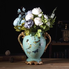 客厅装饰品干花艺复古插花摆件器现代陶瓷大花瓶美式田园欧式