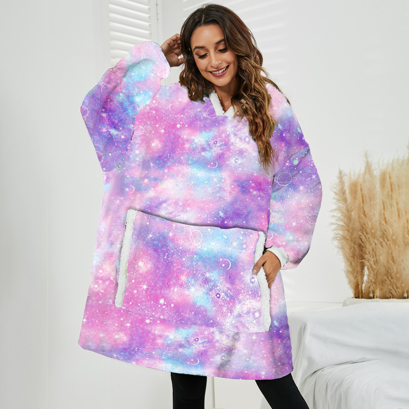 Cross-Border Wearable Hooded Thickened Pullover Sweater Lazy Blanket Home Wear TV TV Blanket Ladies Loungewear Gown