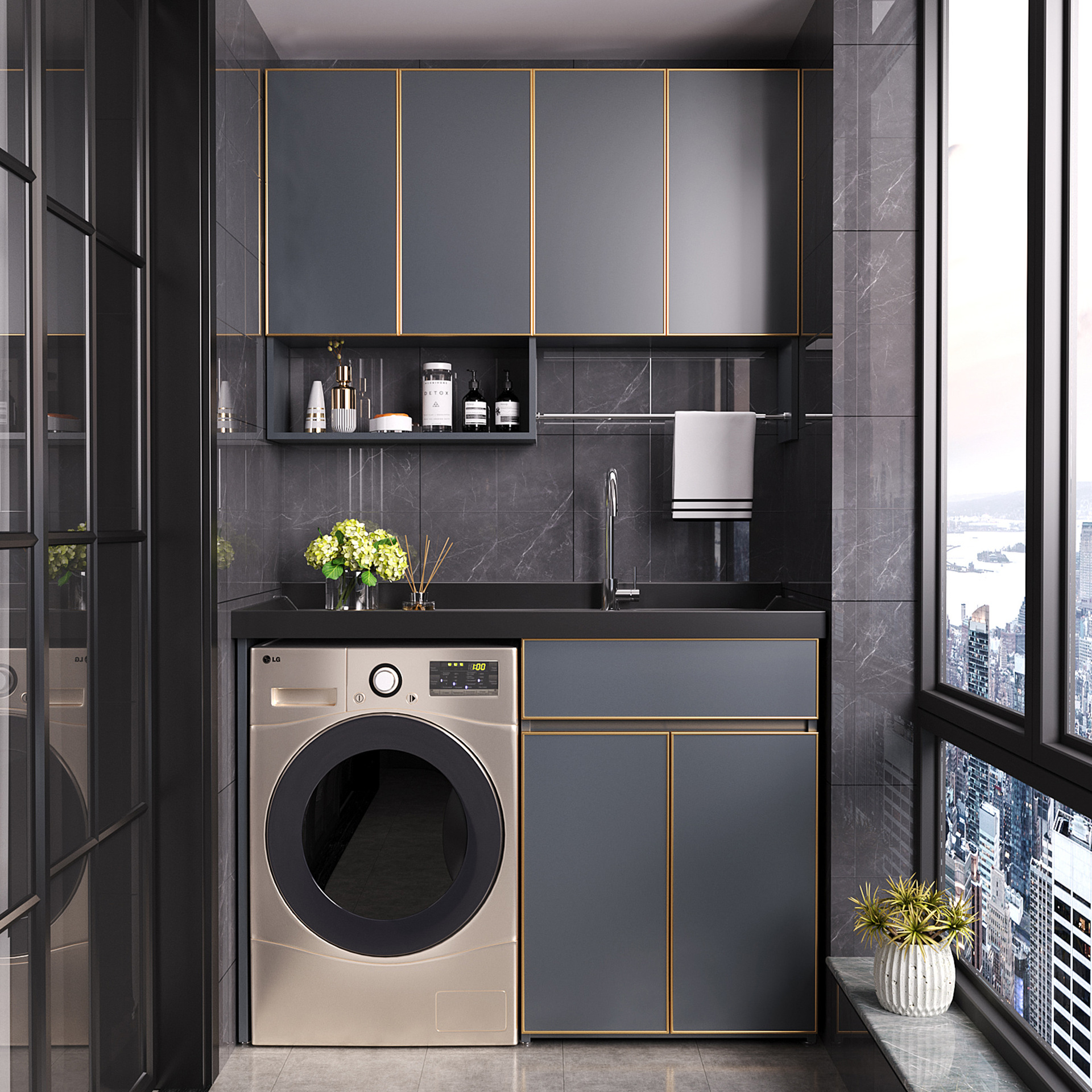 阳台柜滚筒洗衣机柜子一体台盆组合浴室柜洗手盆柜洗衣池-报价