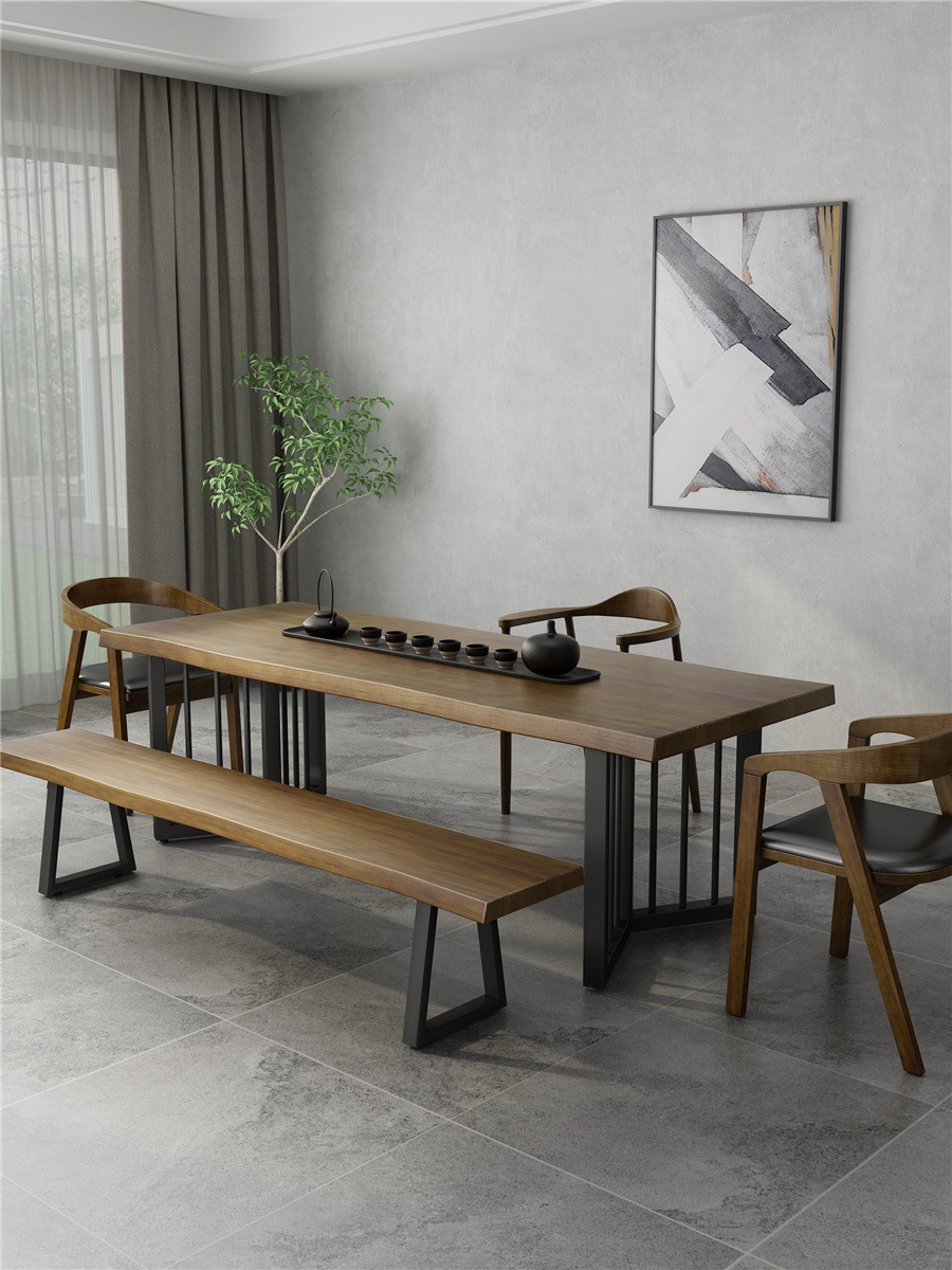 简约实木大茶桌新中式茶台办公室茶几禅意泡茶桌茶室会客桌椅组合