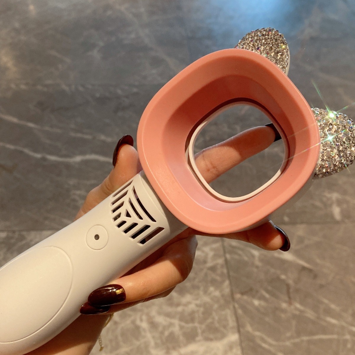 可爱手持电风扇夏季镶钻小风扇便携网红usb充电镶钻无叶风扇小型