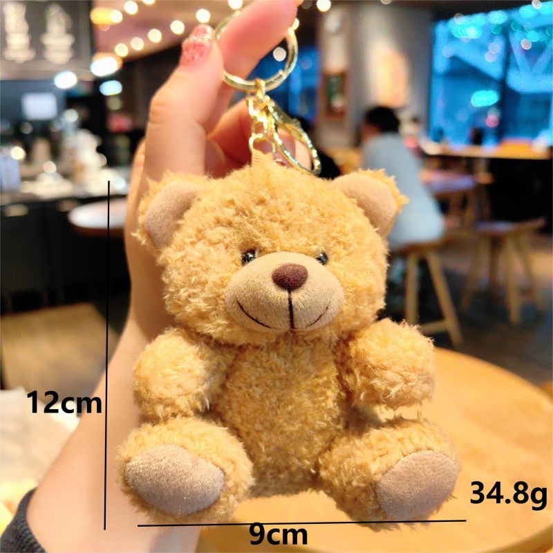 Cute Little Bear Cartoon Keychain Plush Doll Car Key Chain Women's Bag Pendant Claw Machine Small Gift Wholesale