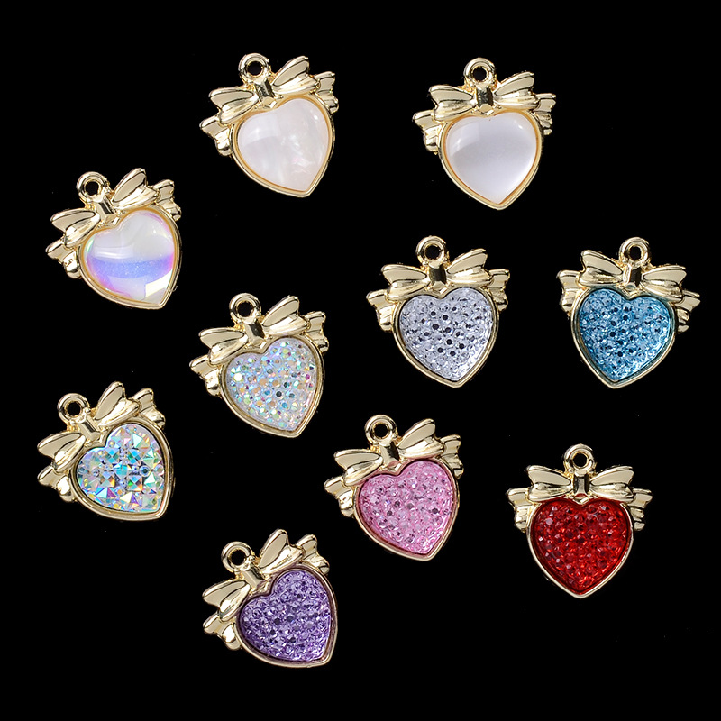 韩版甜美爱心蝴蝶结合金配件挂件时尚服饰包包拉链吊坠现货批发