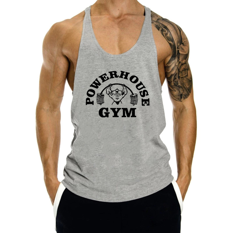 New Men's Sports Vest Loose Running Training Muscle Sleeveless T-shirt Custom Logo I-Shaped Fitness Vest