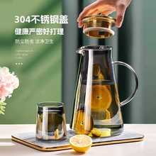 冷水壶玻璃耐高温凉水杯果茶壶大容量冰水壶凉茶壶套装家用凉水壶