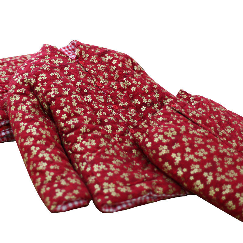 花手工结婚棉袄棉裤 新娘装加厚红色保暖棉衣套装 女棉服冬季