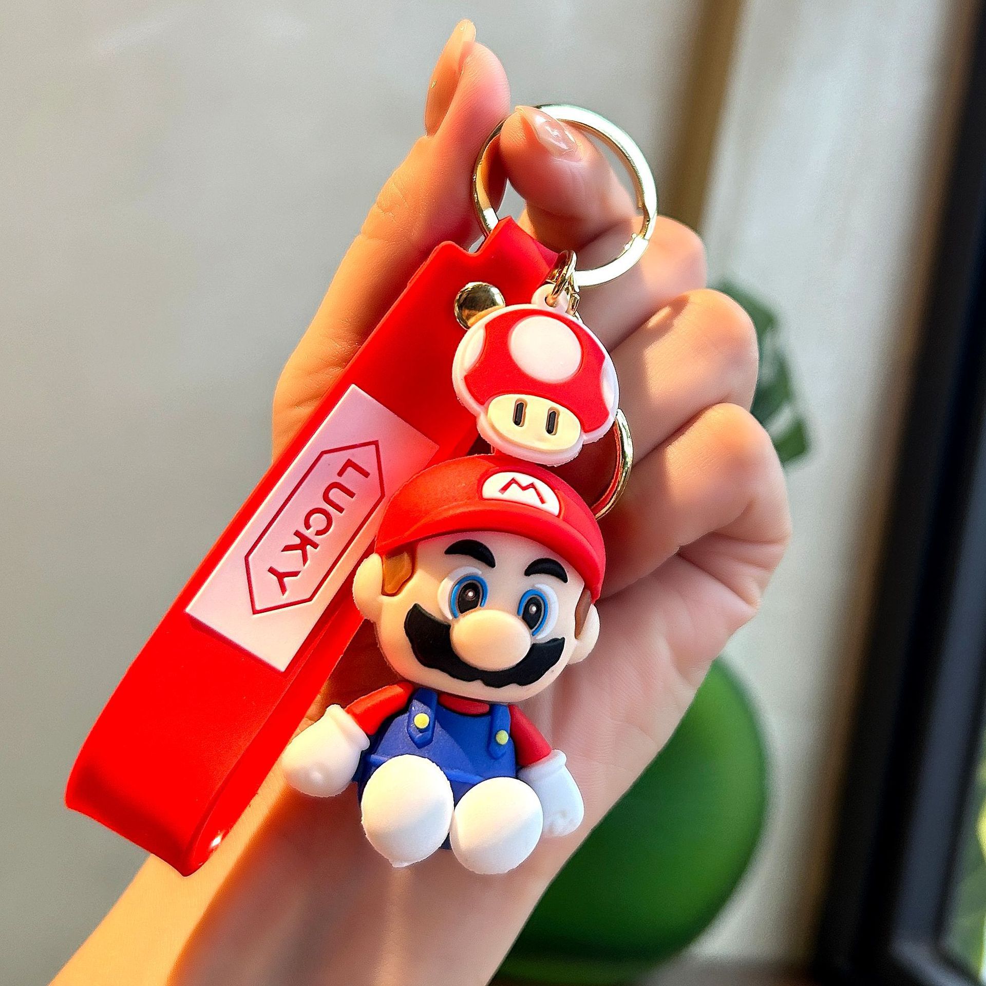 New Creative Cartoon Epoxy Sitting Super Mary Keychain Cute Doll Mario Schoolbag Car Lanyard