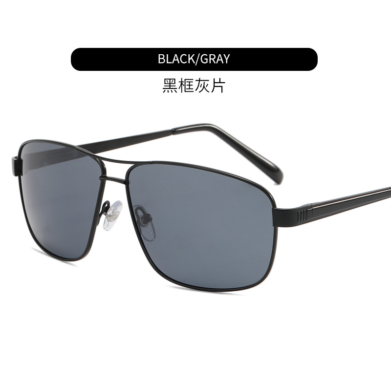 Classic Men's Polarized Sunglasses Vintage Metal Spectacle Frame Sun Glasses Double Nosepiece Sunglasses Driving and Fishing Glasses