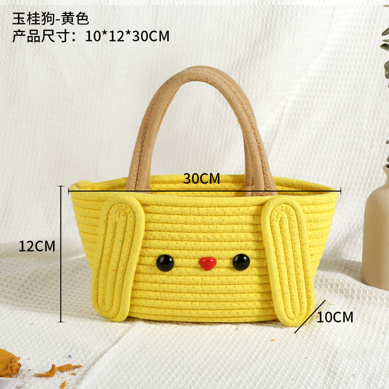 In Stock Wholesale Woven Cartoon Bag Cute Cute Cotton Package Women's Kid's Handbag Snack Toy Storage Bag