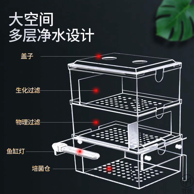 鱼池过滤系统滴流盒净水过滤器鱼缸上滤免换水草缸上置循环过滤盒