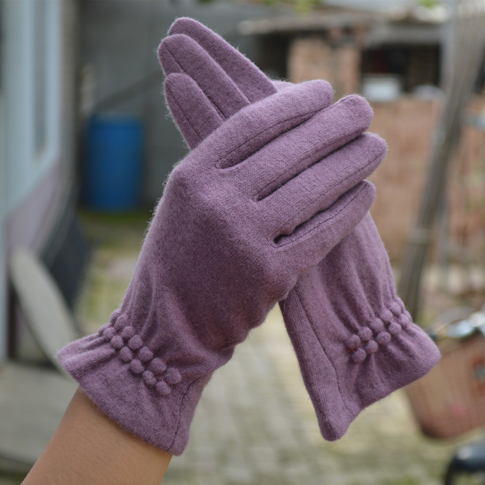 冬季手套女羊毛的手套女士分指薄款秋冬保暖单层骑车女式冬天触屏