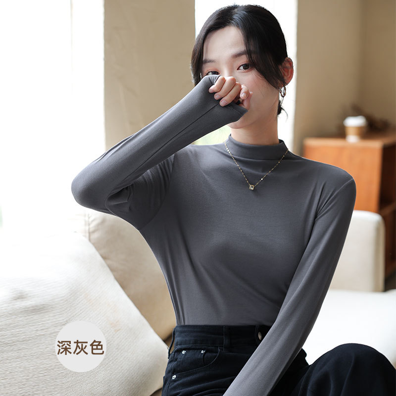 Undershirt Women's Clothing 2022 New Spring and Autumn Black Long Sleeve Fall and Winter Inner Wear T-shirt Autumn Regular Top