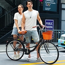 大学生成人通勤轻便实心胎自行车女款单车女士代步24寸26大人男士