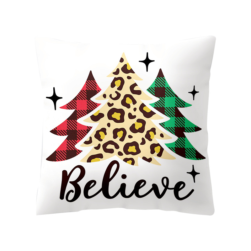 Amazon New Christmas Pillow Cover Santa Pine Couch Pillow Decorative Linen Home Cushion